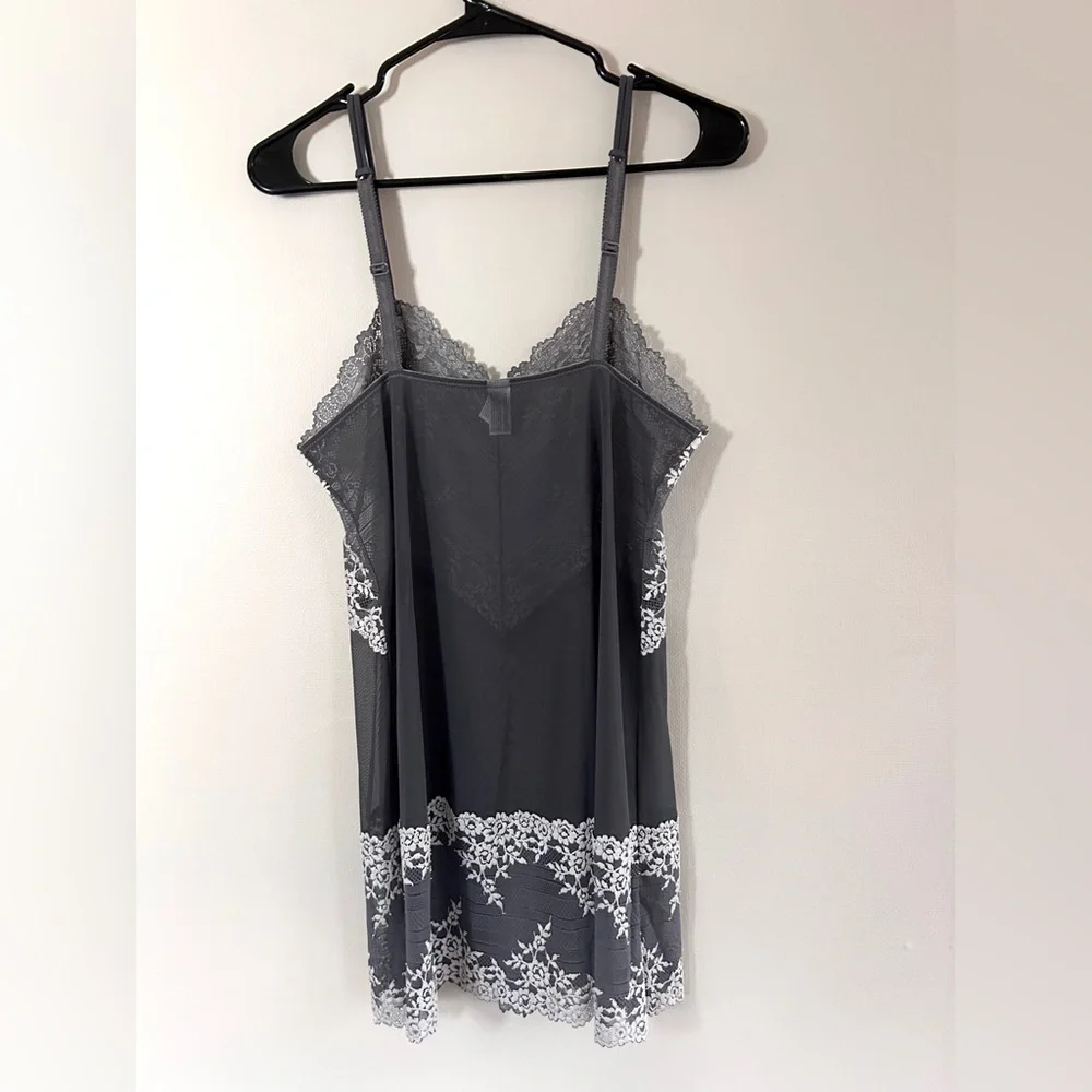 WACOAL Embrace Lace Sheer Mesh Chemise Slip Y2K Romantic Coquette Lingerie Sz L